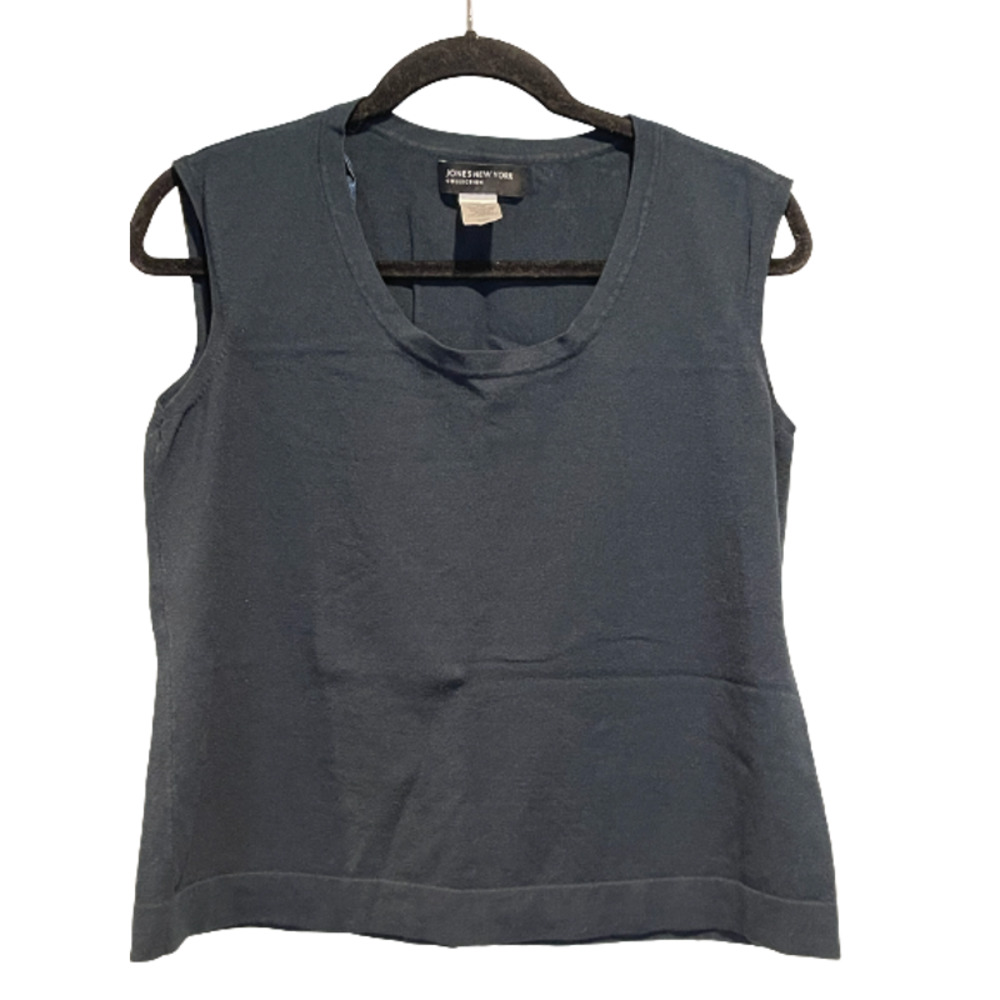 EUC Jones New York Large Knit Sleeveless Dark Teal Tank Vintage‎ Knit Top Shell